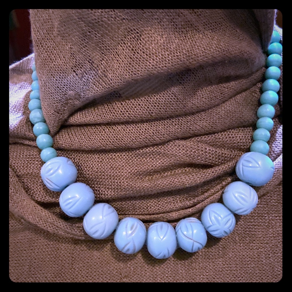 📿 Dual sized teal beaded necklace 📿